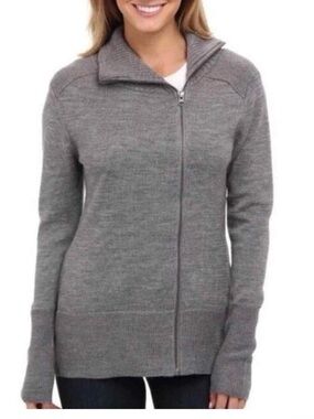 Kuhl alpine cardigan sweater merino wool gray Heather full zip women’s small EUC